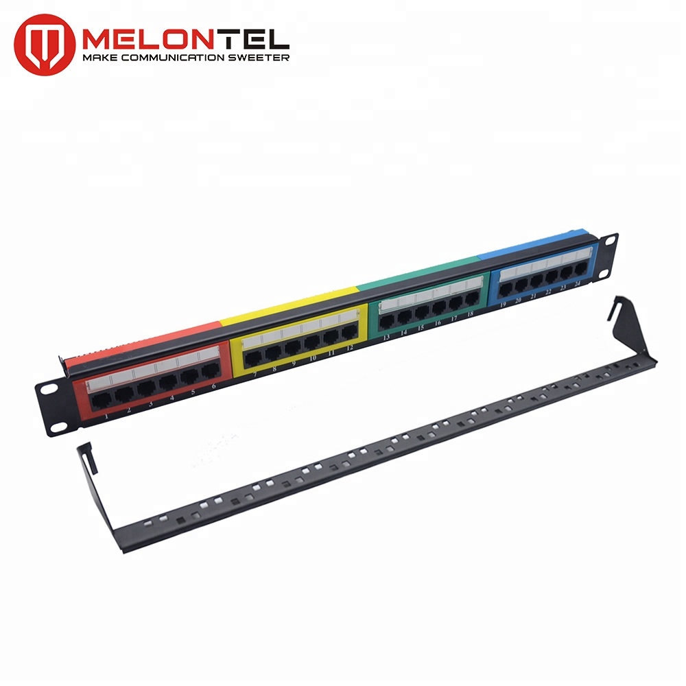 MT-4011 19 Inch 1U 24 Port Patch Panel Patch Panel With Color Plate CAT.5E CAT.6