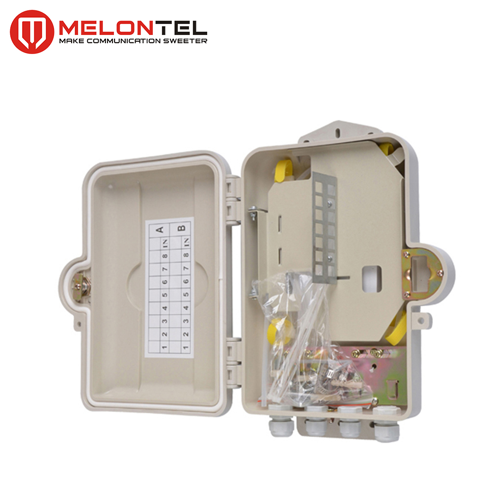 MT-1409 Wall Mount Outdoor PC Plastic Type 8 Core OFC FTTH Fiber Access Terminal Junction Box PLC Type