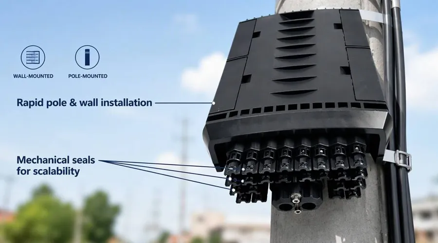 MT-1523-24 96-Port Black FAT Box Outdoor Installation Feature.webp